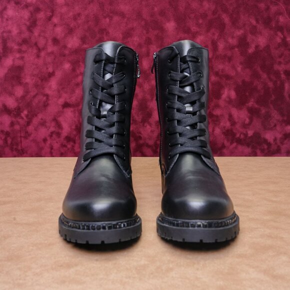 DKNY Women Romilly Vegan Leather Lace-up Zip Ankle Combat Boots sz 10 - Picture 3 of 9